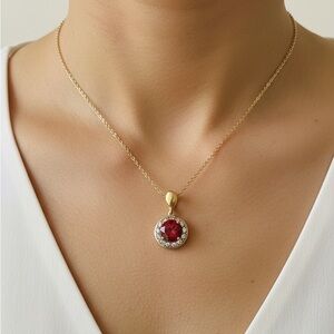 Elegant Gold and Red Pendant
